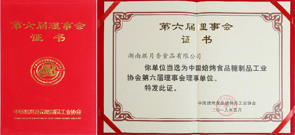 2019年，第六界理事会证书